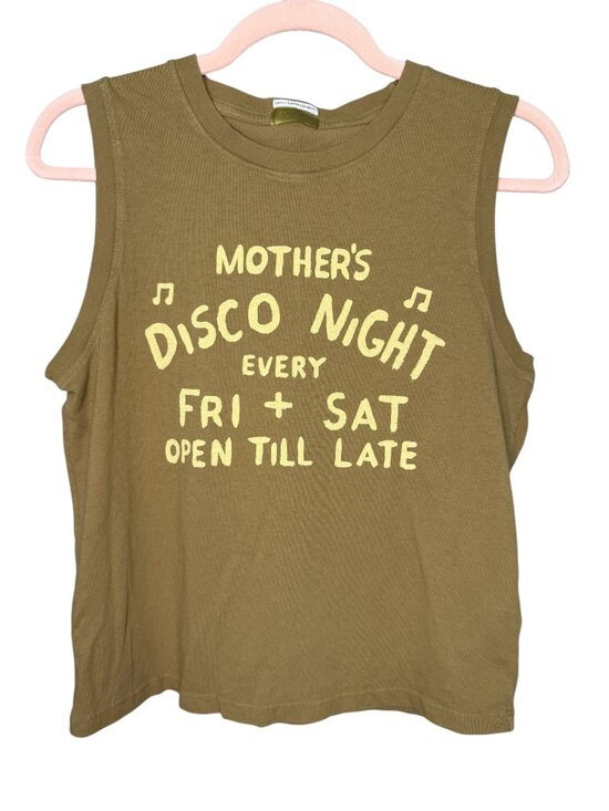 MOTHER Tops - MOTHER "Mother's Disco Night" Graphic Muscle Tank – S- Olive Green- MSRP $100